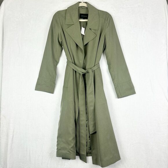 Banana Republic Soft Trench Coat Size XS NEW Desert Thyme Timeless Minimalist